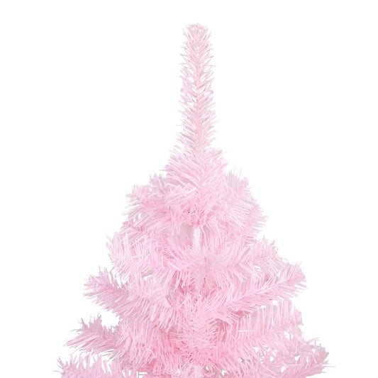 Albero di Natale Preilluminato con Palline Rosa 180 cm PVC