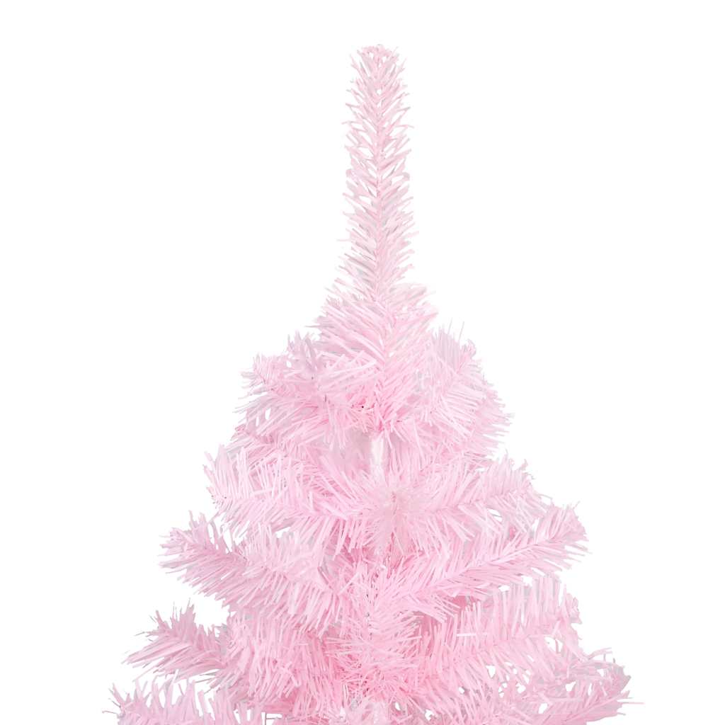 Albero di Natale Preilluminato con Palline Rosa 210 cm PVC