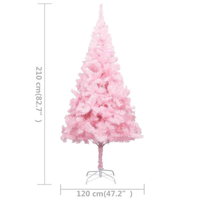 Albero di Natale Preilluminato con Palline Rosa 210 cm PVC