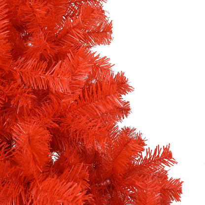 Albero di Natale Preilluminato con Palline Rosso 150 cm PVC