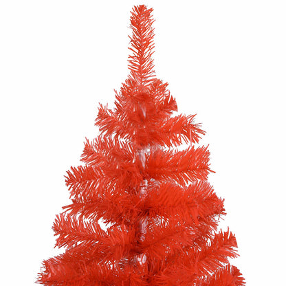 Albero di Natale Preilluminato con Palline Rosso 150 cm PVC