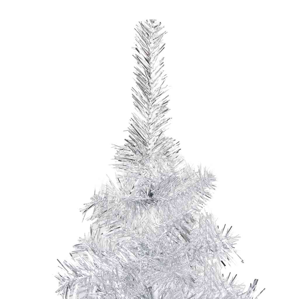 Albero di Natale Preilluminato con Palline Argento 210 cm PET