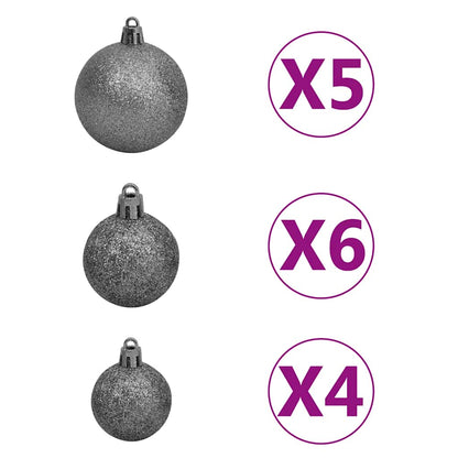 Albero di Natale Preilluminato con Palline Verde 180 cm PVC | homemem39