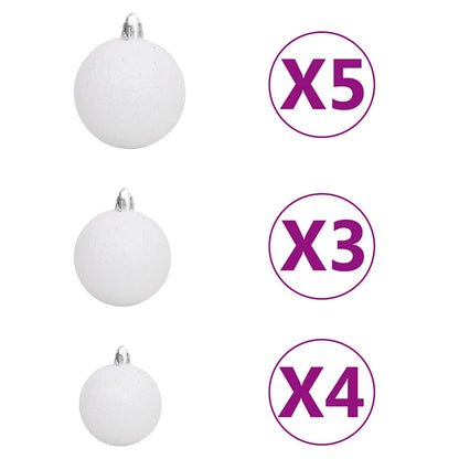 Albero di Natale Preilluminato con Palline Bianco 120 cm - homemem39