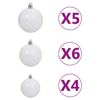 Albero di Natale Preilluminato con Palline Bianco 120 cm - homemem39