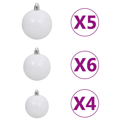 Albero di Natale Preilluminato con Palline Bianco 180 cm - homemem39