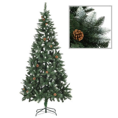 Albero di Natale Artificiale Preilluminato con Pigne 210 cm