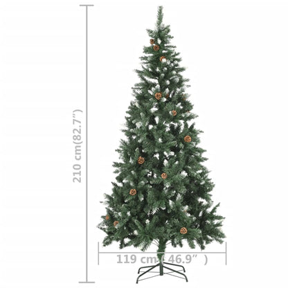 Albero di Natale Artificiale Preilluminato con Pigne 210 cm