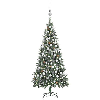 Albero di Natale Preilluminato con Palline e Pigne 210 cm - homemem39