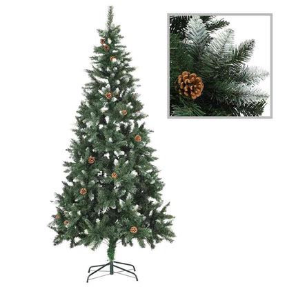 Albero di Natale Preilluminato con Palline e Pigne 210 cm