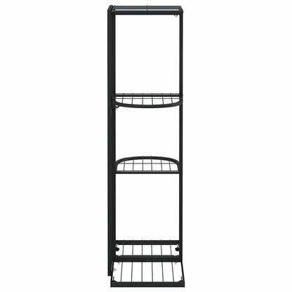 Piedistallo per Piante a 4 Piani 43x22x76 cm in Metallo Nero