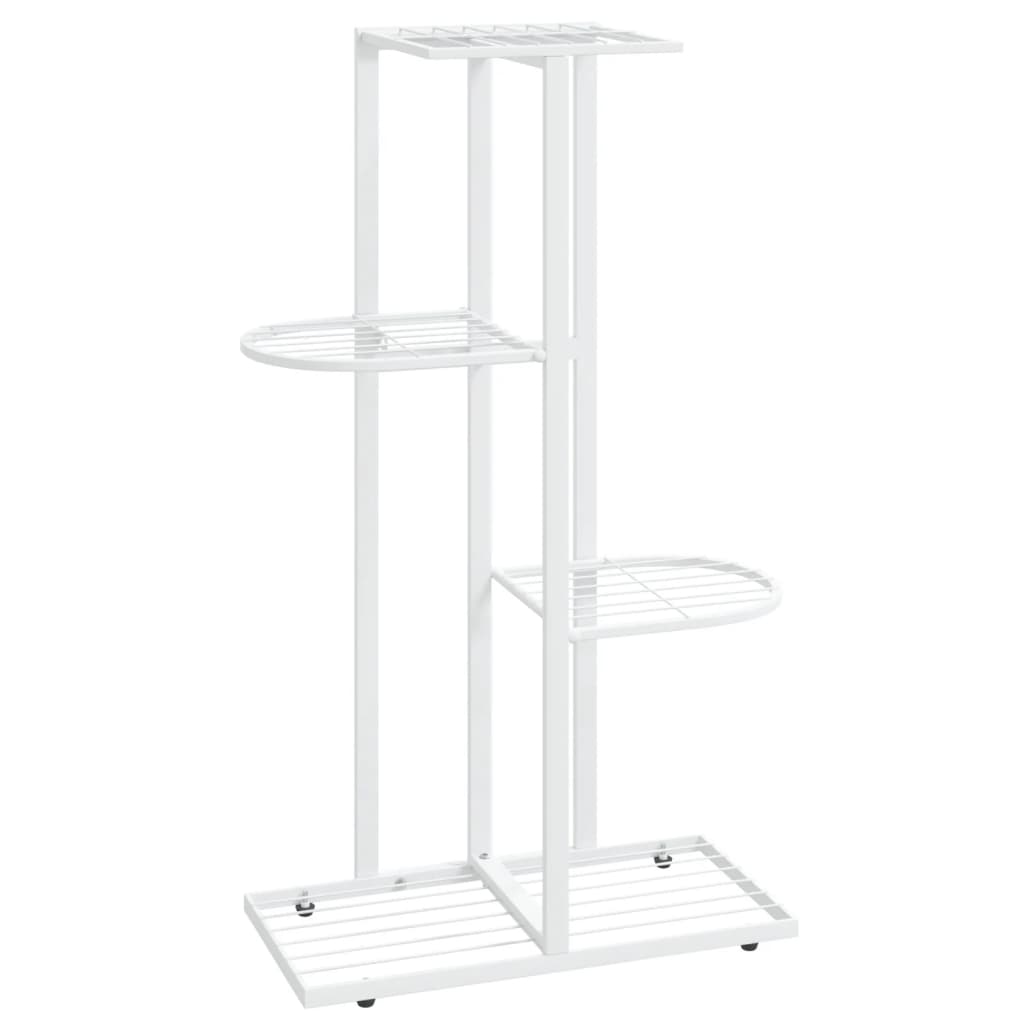 Piedistallo per Piante a 4 Piani 43x22x76 cm in Metallo Bianco - homemem39