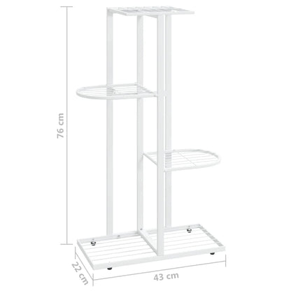 Piedistallo per Piante a 4 Piani 43x22x76 cm in Metallo Bianco - homemem39