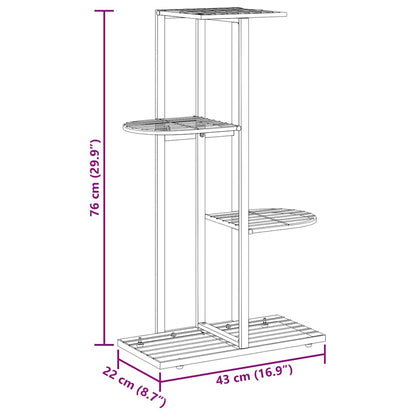 Piedistallo per Piante a 4 Piani 43x22x76 cm in Metallo Bianco