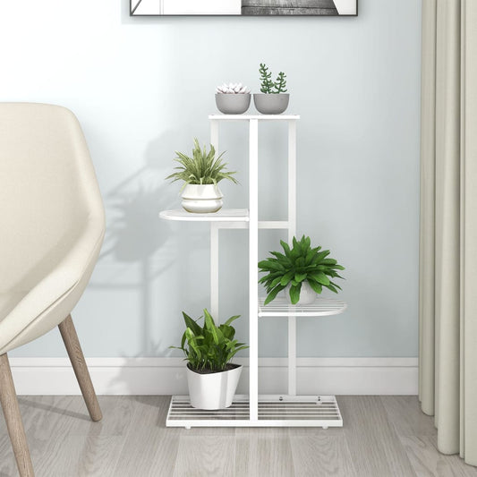 Piedistallo per Piante a 4 Piani 43x22x76 cm in Metallo Bianco - homemem39