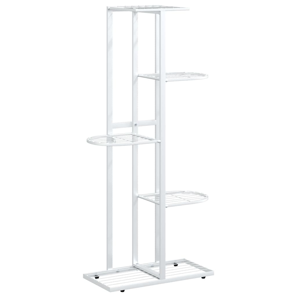Piedistallo per Piante a 5 Piani 43x22x98 cm in Metallo Bianco