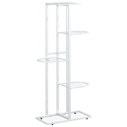 Piedistallo per Piante a 5 Piani 43x22x98 cm in Metallo Bianco