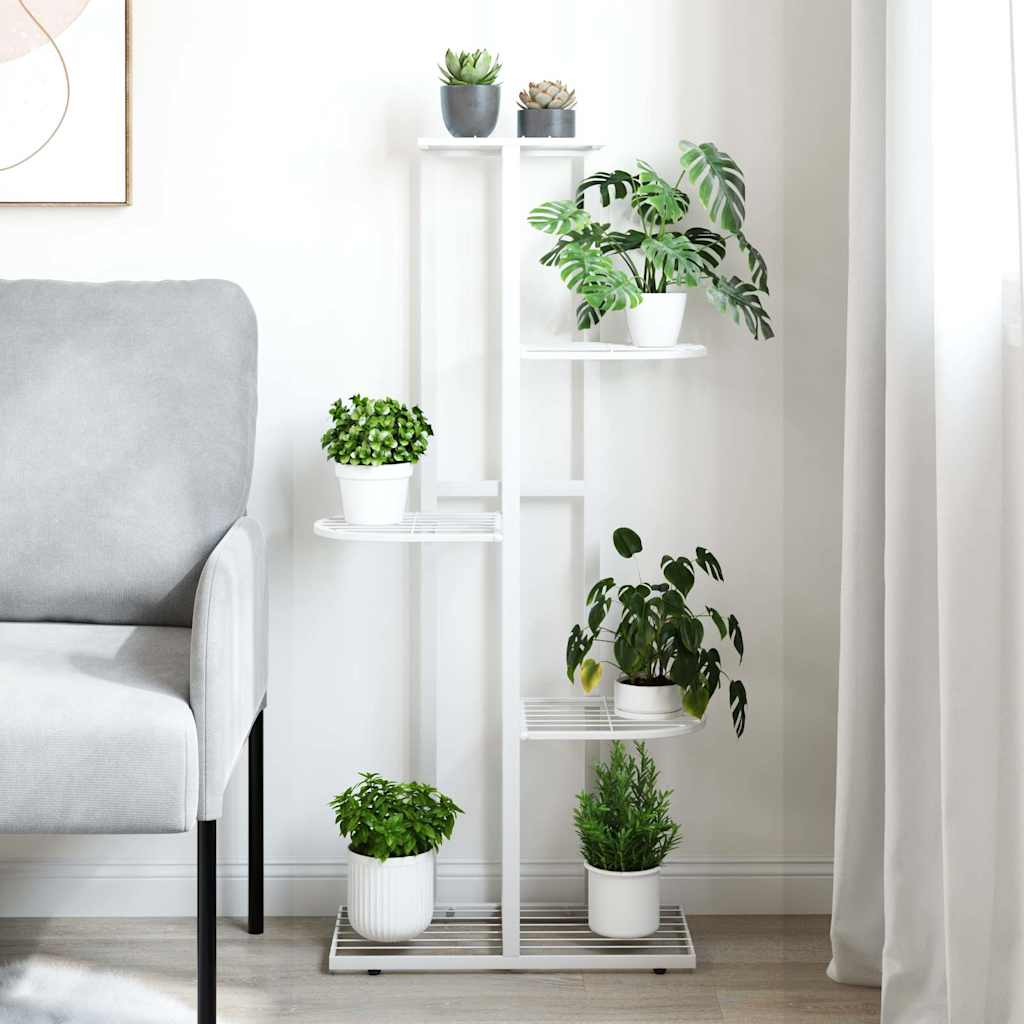 Piedistallo per Piante a 5 Piani 43x22x98 cm in Metallo Bianco