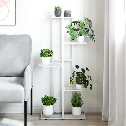 Piedistallo per Piante a 5 Piani 43x22x98 cm in Metallo Bianco