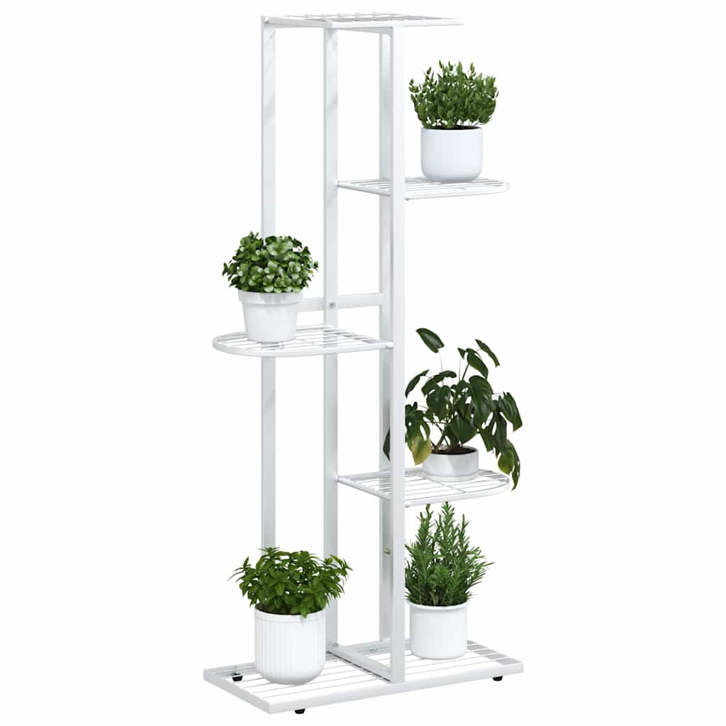 Piedistallo per Piante a 5 Piani 43x22x98 cm in Metallo Bianco