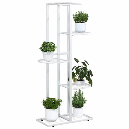Piedistallo per Piante a 5 Piani 43x22x98 cm in Metallo Bianco