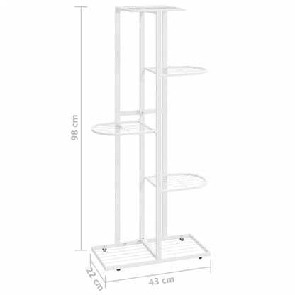 Piedistallo per Piante a 5 Piani 43x22x98 cm in Metallo Bianco - homemem39