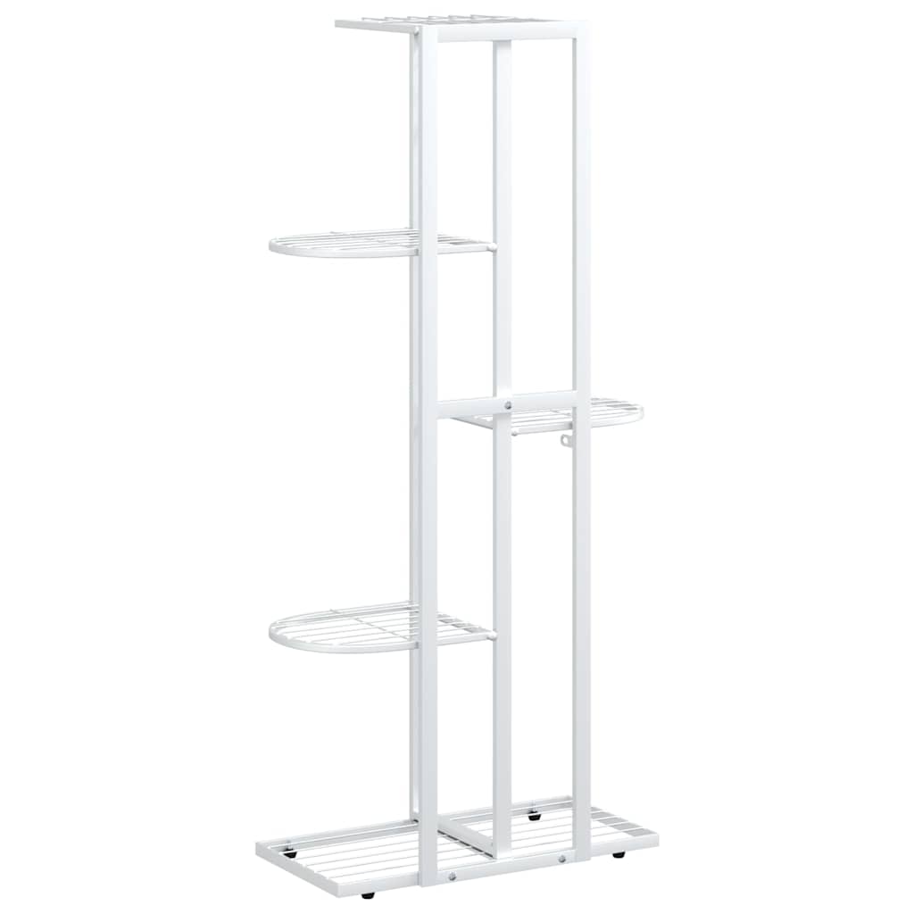 Piedistallo per Piante a 5 Piani 43x22x98 cm in Metallo Bianco