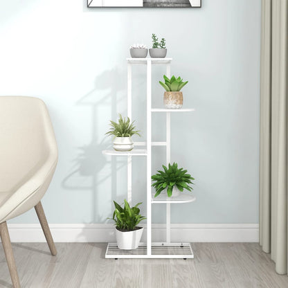 Piedistallo per Piante a 5 Piani 43x22x98 cm in Metallo Bianco - homemem39