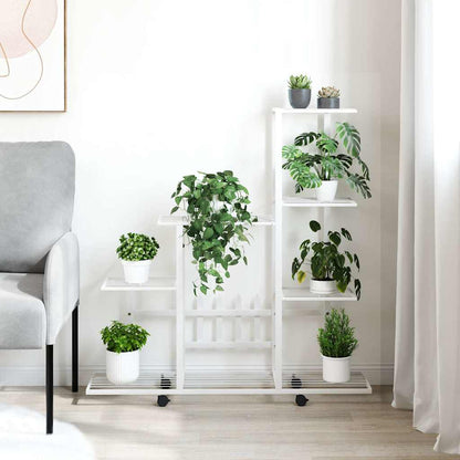 Portapiante con Ruote 94,5x25x92,5 cm Bianco in Metallo