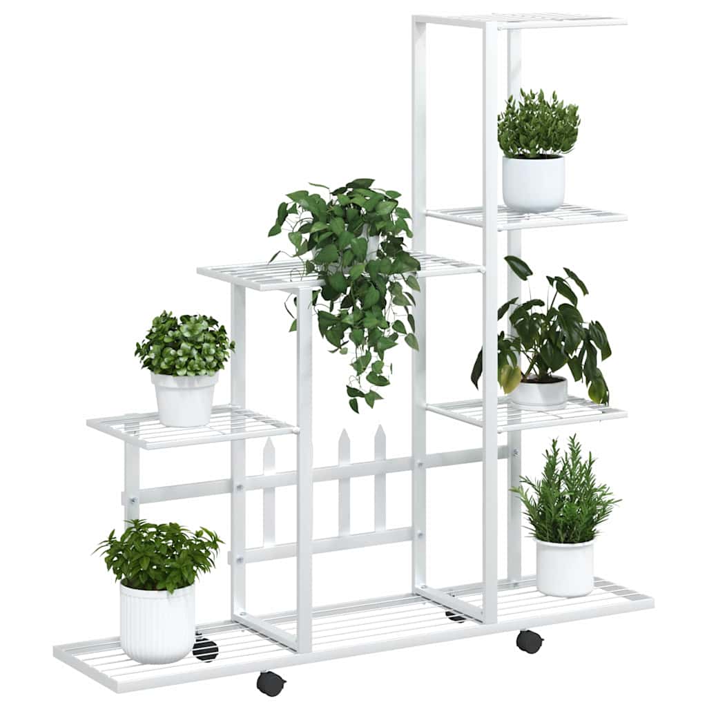 Portapiante con Ruote 94,5x25x92,5 cm Bianco in Metallo