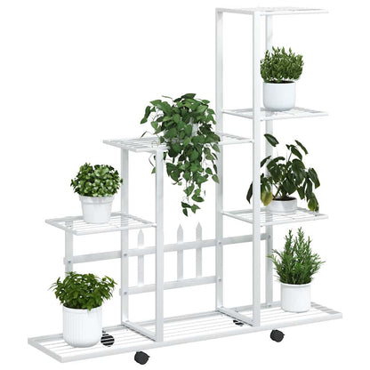 Portapiante con Ruote 94,5x25x92,5 cm Bianco in Metallo
