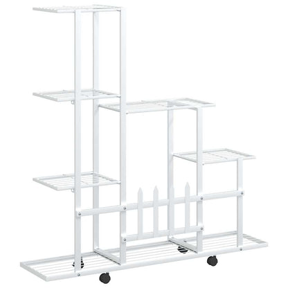 Portapiante con Ruote 94,5x25x92,5 cm Bianco in Metallo