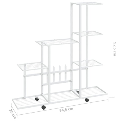 Portapiante con Ruote 94,5x25x92,5 cm Bianco in Metallo - homemem39
