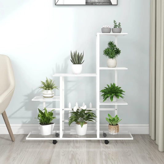 Portapiante con Ruote 94,5x25x92,5 cm Bianco in Metallo - homemem39