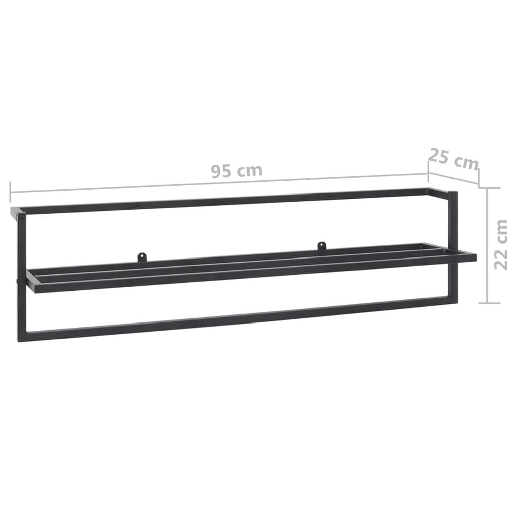 Portasciugamani Nero 95x25x22 cm in Ferro - homemem39