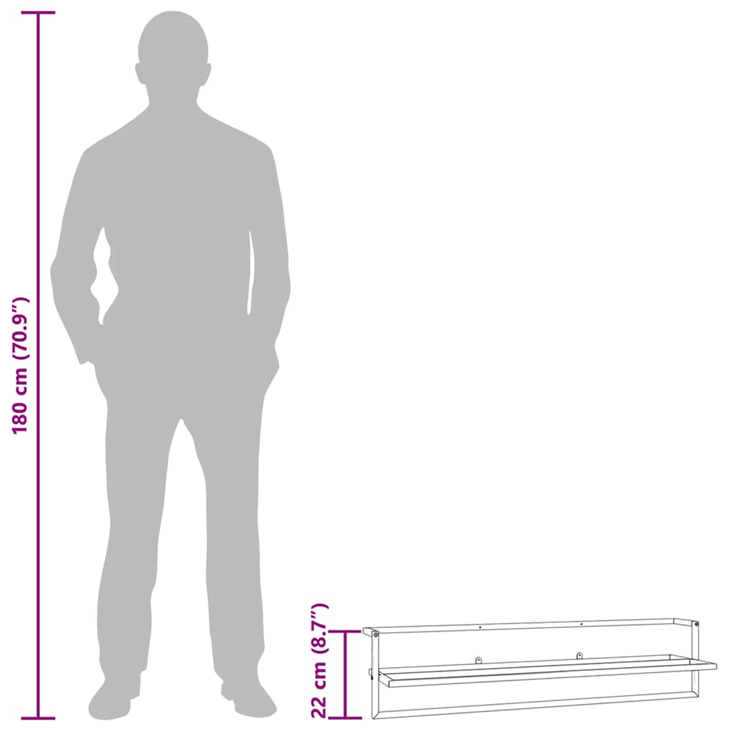 Portasciugamani Nero 95x25x22 cm in Ferro