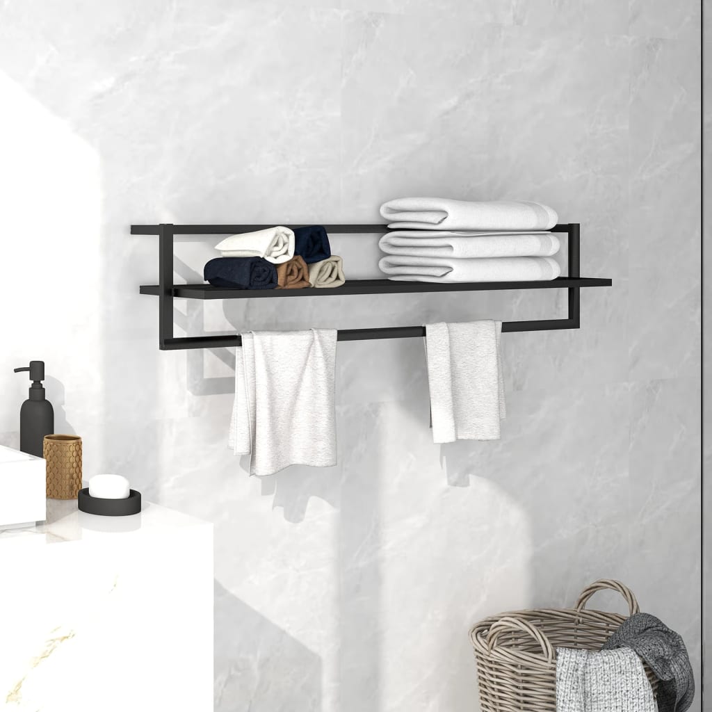 Portasciugamani Nero 95x25x22 cm in Ferro - homemem39