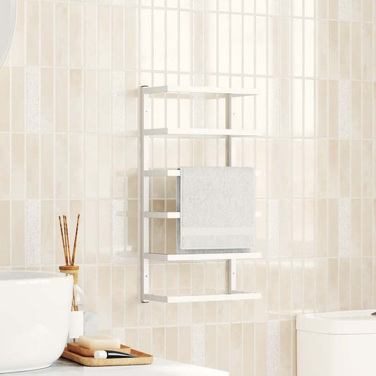 Portasciugamani Bianco 24x12x48 cm in Acciaio