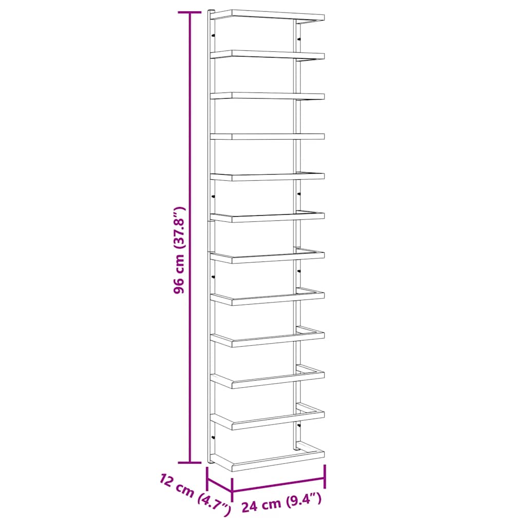 Schwarzer Handtuchhalter 24x12x96 cm aus Stahl