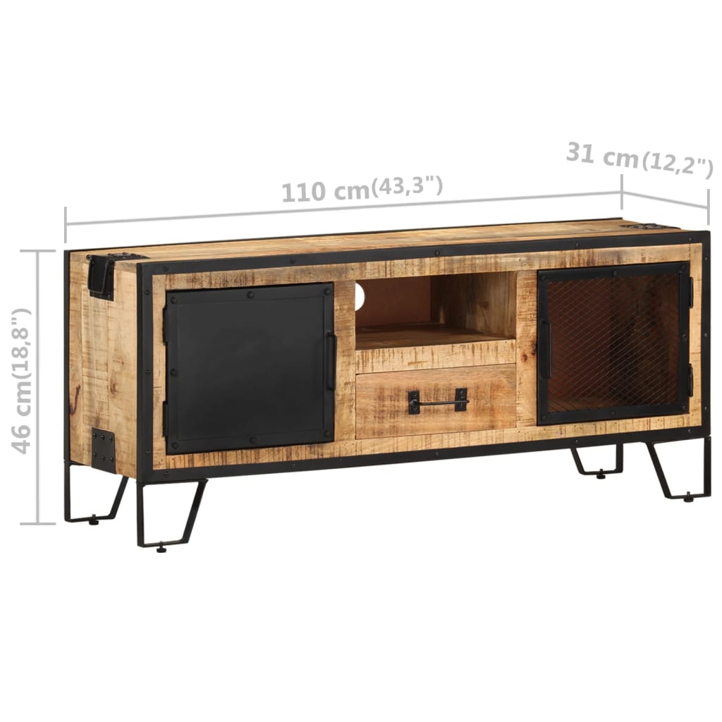 Mobile Porta TV 110x31x46 cm in Legno di Mango Grezzo