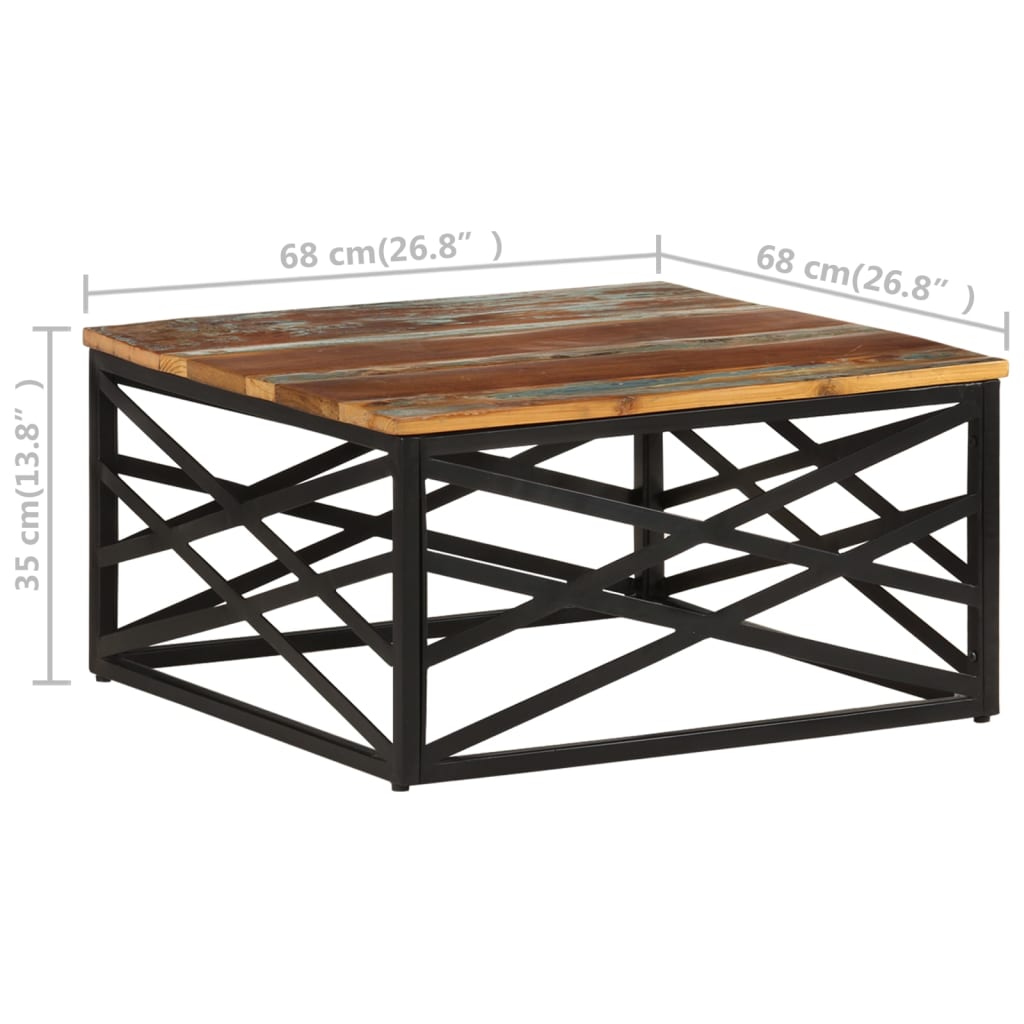 Tavolino da Salotto 68x68x35 cm in Legno Massello di Recupero | homemem39