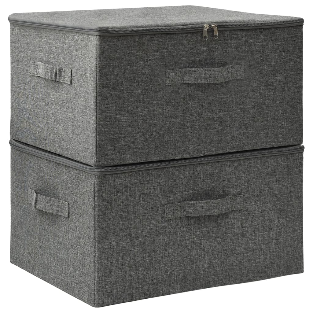 Scatole Portaoggetti 2pz in Tessuto 43x34x23 cm Antracite - homemem39