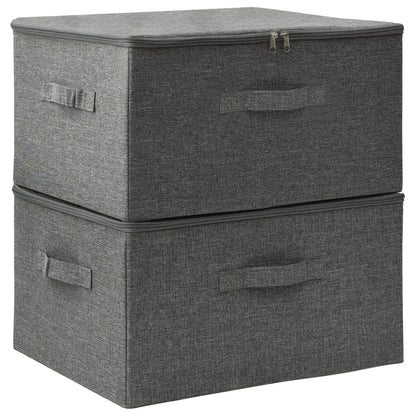 Scatole Portaoggetti 2pz in Tessuto 43x34x23 cm Antracite - homemem39