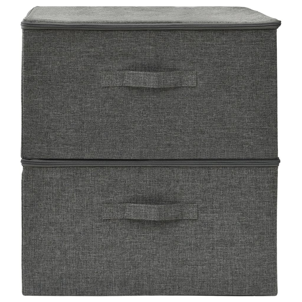 Scatole Portaoggetti 2pz in Tessuto 43x34x23 cm Antracite - homemem39
