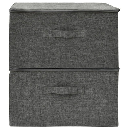 Scatole Portaoggetti 2pz in Tessuto 43x34x23 cm Antracite - homemem39
