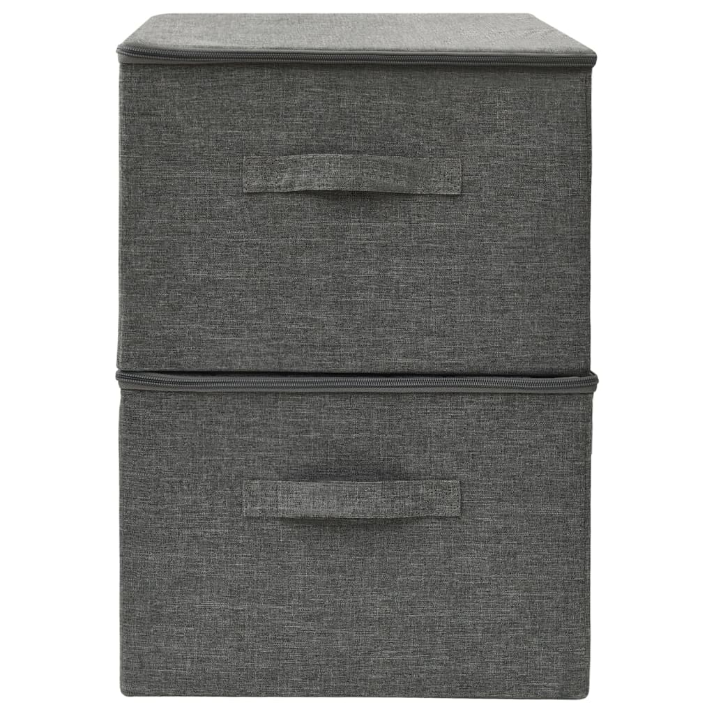 Scatole Portaoggetti 2pz in Tessuto 43x34x23 cm Antracite - homemem39