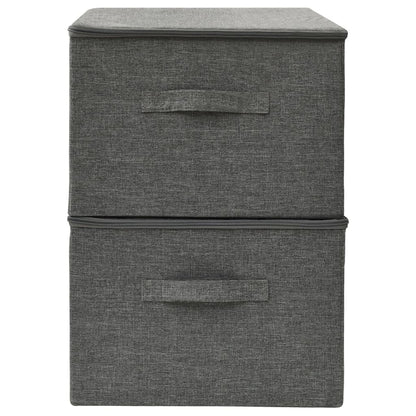 Scatole Portaoggetti 2pz in Tessuto 43x34x23 cm Antracite - homemem39