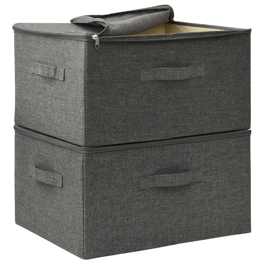 Scatole Portaoggetti 2pz in Tessuto 43x34x23 cm Antracite - homemem39