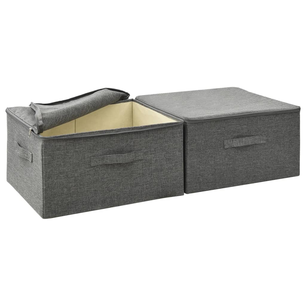 Scatole Portaoggetti 2pz in Tessuto 43x34x23 cm Antracite - homemem39