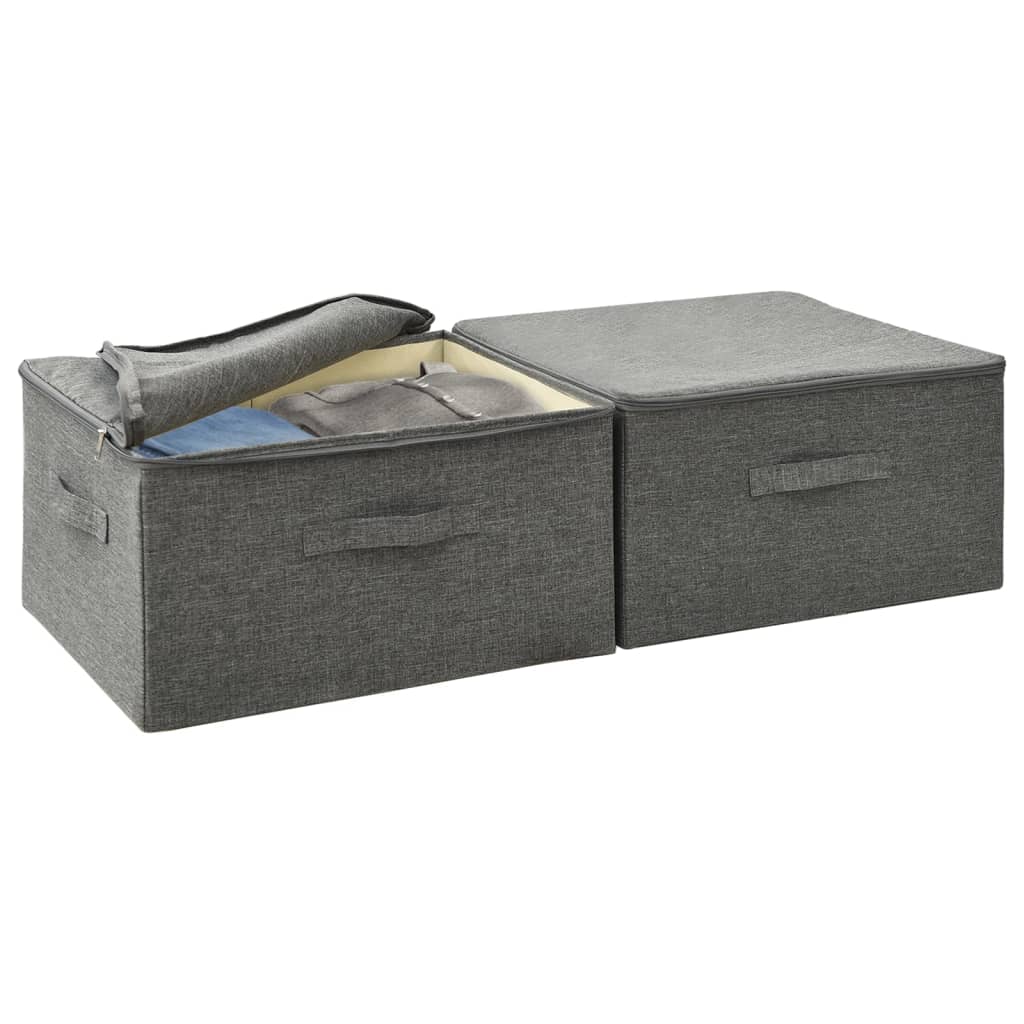 Scatole Portaoggetti 2pz in Tessuto 43x34x23 cm Antracite - homemem39